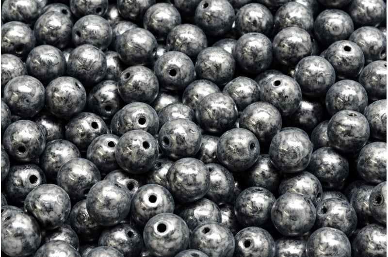ラウンドドラックビーズ、ブラック 86790 (23980-86790)、ガラス、チェコ共和国