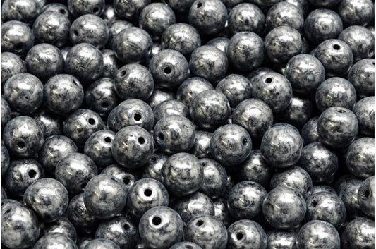 ラウンドドラックビーズ、ブラック 86790 (23980-86790)、ガラス、チェコ共和国