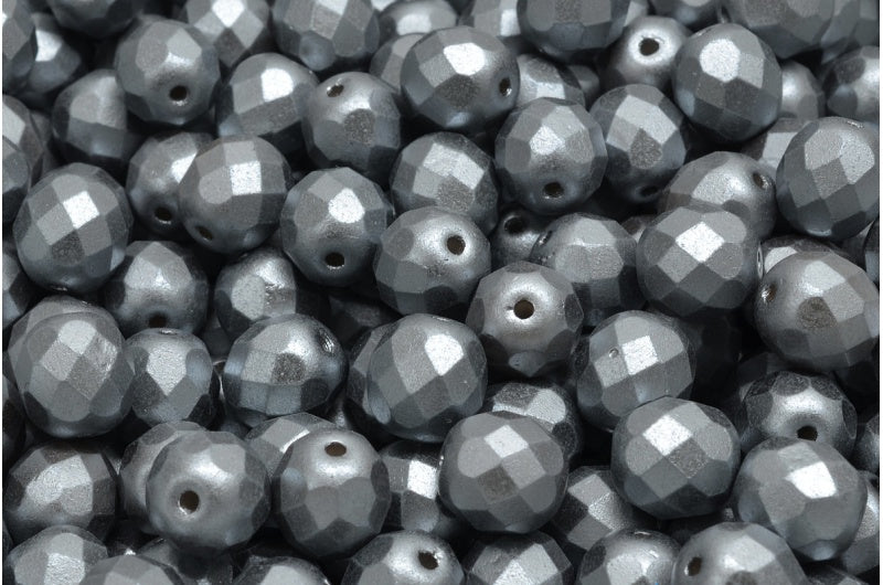 Fire Polish Faceted Round Beads 3mm, White Pastel Gray (02010-25028), Glass, Czech Republic