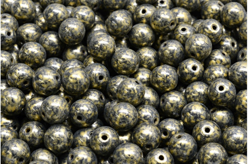 ラウンドドラックビーズ、ブラック 86720 (23980-86720)、ガラス、チェコ共和国