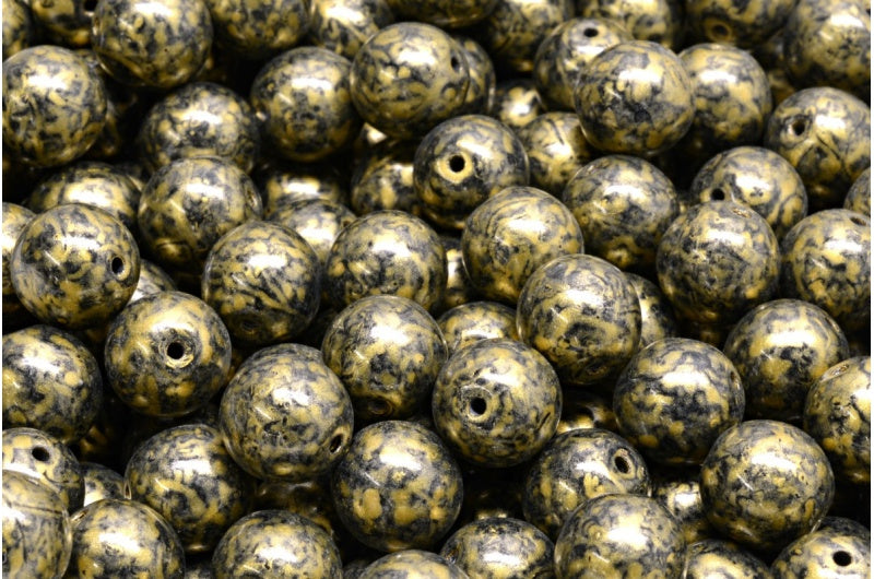 ラウンドドラックビーズ、ブラック 86720 (23980-86720)、ガラス、チェコ共和国