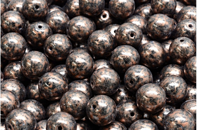 ラウンドドラックビーズ、ブラック 86750 (23980-86750)、ガラス、チェコ共和国