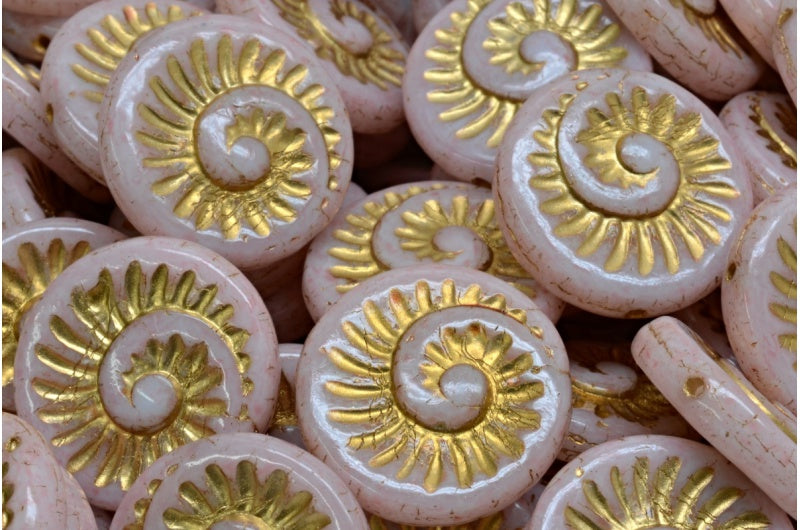 Fossile Muschelperlen, mit Weißgold ausgekleidet 34304 (02010-54302-34304), Glas, Tschechische Republik