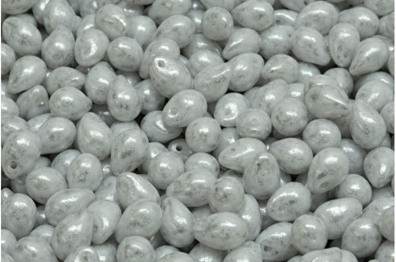 Drop Beads, White Opal 34301 (02020-34301), Glass, Czech Republic