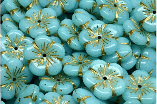 Apple Flower Beads, White Gold Lined 34308 (02010-54302-34308), Glass, Czech Republic