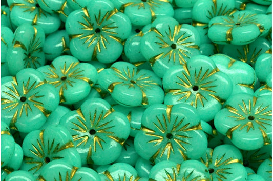 Apple Flower Beads, White Gold Lined 34309 (02010-54302-34309), Glass, Czech Republic
