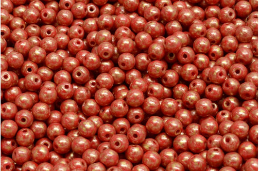 ラウンドドラックビーズ、不透明レッド 86720 (93200-86720)、ガラス、チェコ共和国