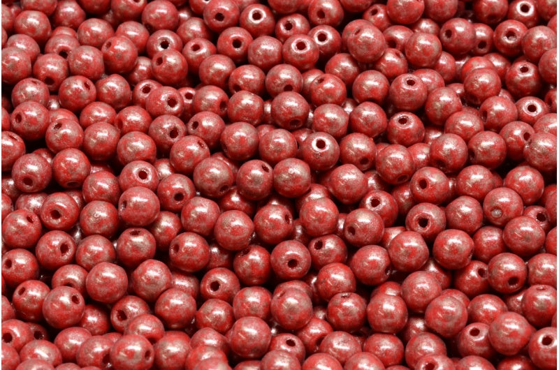 ラウンドドラックビーズ、不透明レッド 86750 (93200-86750)、ガラス、チェコ共和国