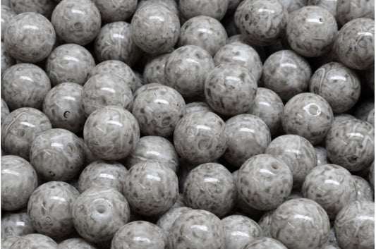 ラウンドドラックビーズ、ホワイト 34312 (02010-34312)、ガラス、チェコ共和国