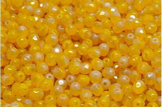 Faceted Fire Polished Round Beads, 81230 Opal Orange (81230-11000), Glass, Czech Republic