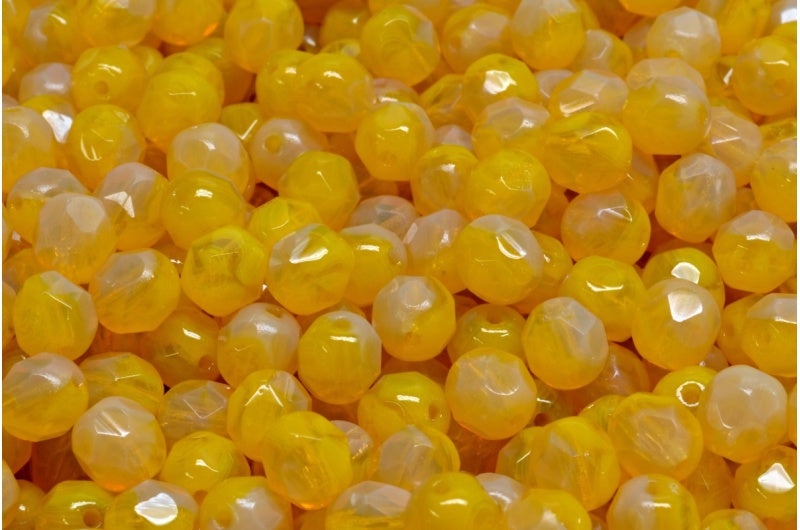 Faceted Fire Polished Round Beads, 81230 Opal Orange (81230-11000), Glass, Czech Republic