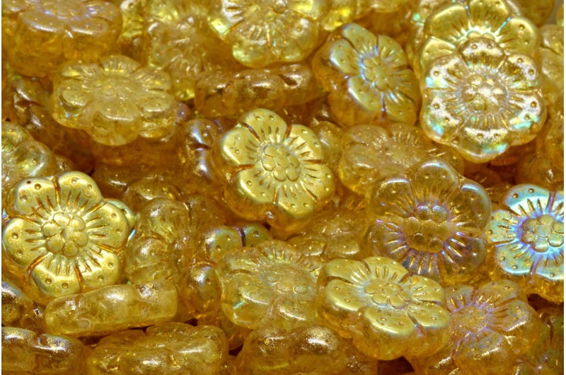 ボヘミアンフラワービーズ、クリスタルAb 34302（00030-28701-34302）、ガラス、チェコ共和国