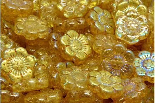 ボヘミアンフラワービーズ、クリスタルAb 34302（00030-28701-34302）、ガラス、チェコ共和国