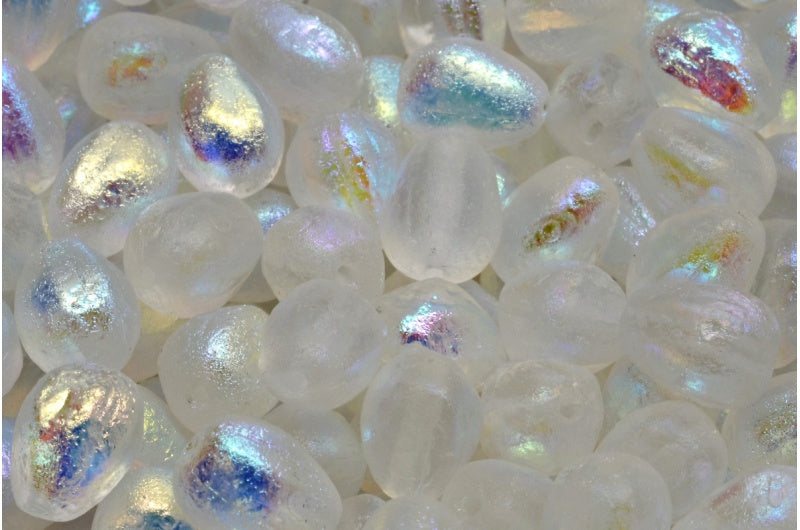 ドロップメロンビーズ、クリスタルエッチングアブフル（2Xサイド）（00030-ETCH-28703）、ガラス、チェコ共和国