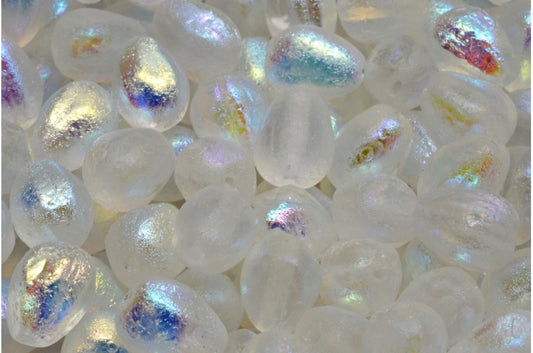 ドロップメロンビーズ、クリスタルエッチングアブフル（2Xサイド）（00030-ETCH-28703）、ガラス、チェコ共和国