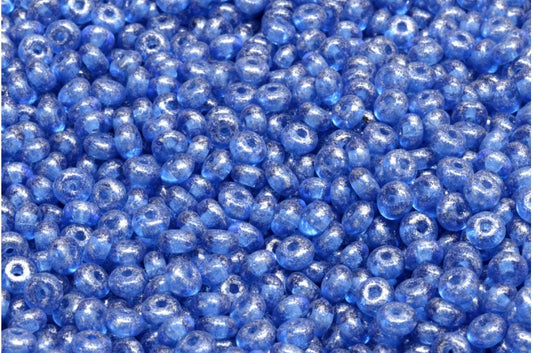Rondelle Druck Beads, Transparent Blue 34301 (30060-34301), Glass, Czech Republic