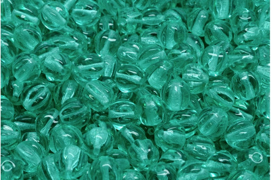 Melon Beads, Transparent Aqua (60200), Glass, Czech Republic