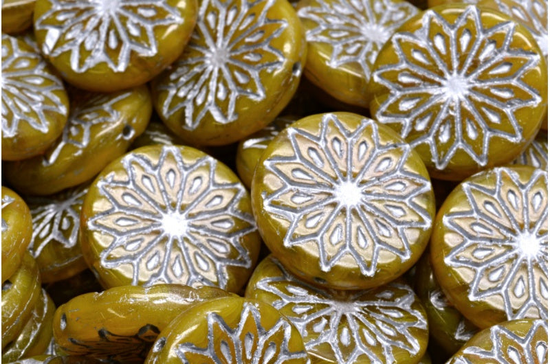 Origami Flower Beads, 81230 Silver Lined (81230-54301), Glass, Czech Republic