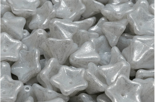 Petunia Flower Beads, White 34301 (02010-34301), Glass, Czech Republic