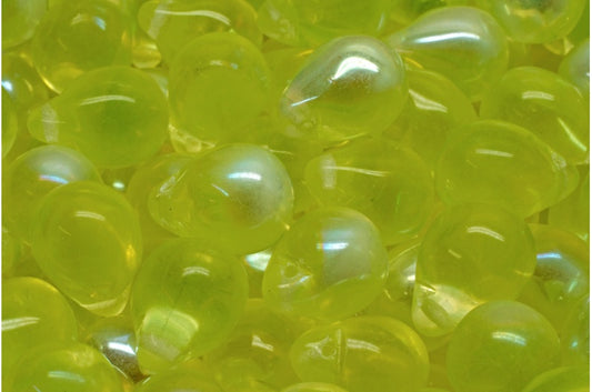Teardrop Beads, Transparent Yellow Ab (80040-28701), Glass, Czech Republic