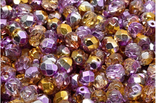 Faceted Fire Polished Round Beads, Crystal 48216 (00030-48216), Glass, Czech Republic