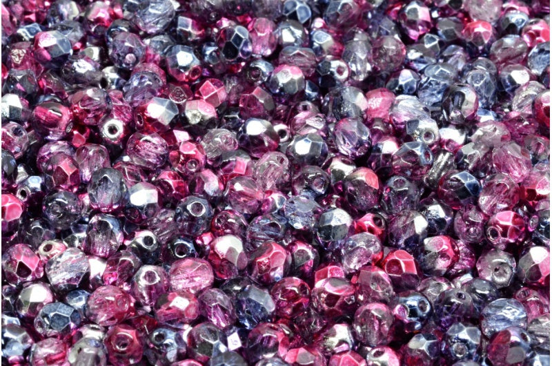 ファセット加工ビーズ ラウンド、クリスタル 48221 (00030-48221)、ボヘミアクリスタルガラス、チェコ共和国