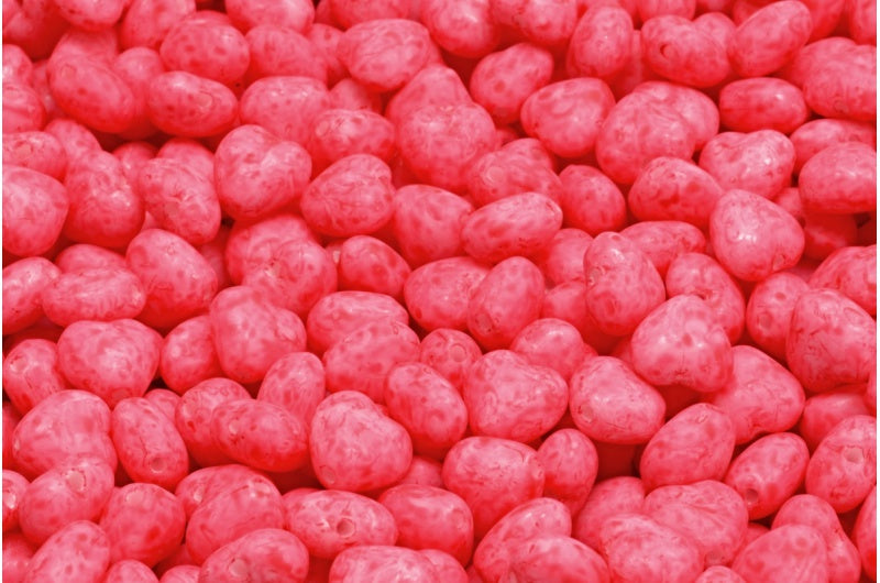 Heart Beads, White Opal 84304 (02020-84304), Glass, Czech Republic