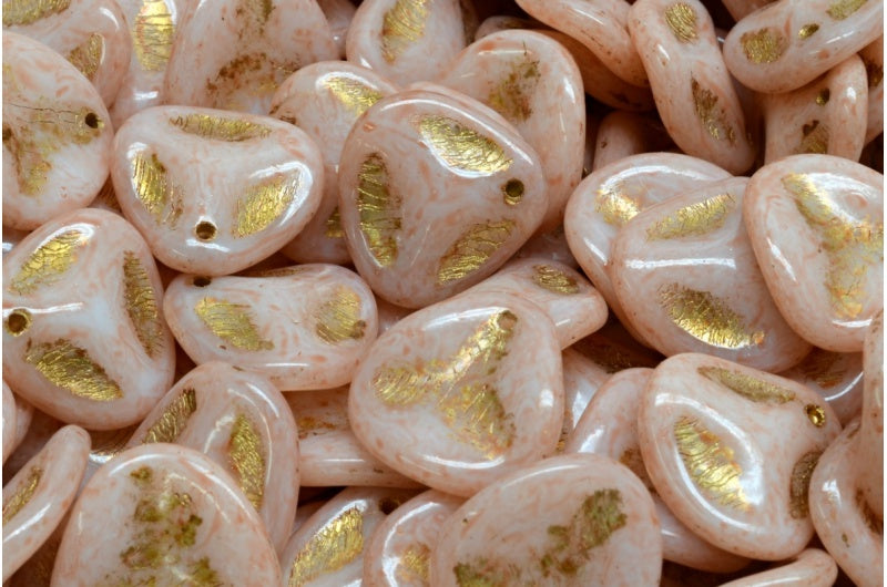 Rose Petal Beads, White Gold Lined 34305 (02010-54302-34305), Glass, Czech Republic