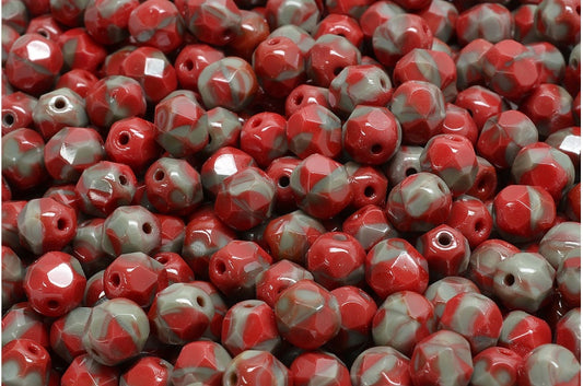 ファイアポリッシュファセットビーズラウンド、クリスタルグレーヴィオール（00030-GREY-VIOL）、ボヘミアクリスタルガラス、チェコ共和国