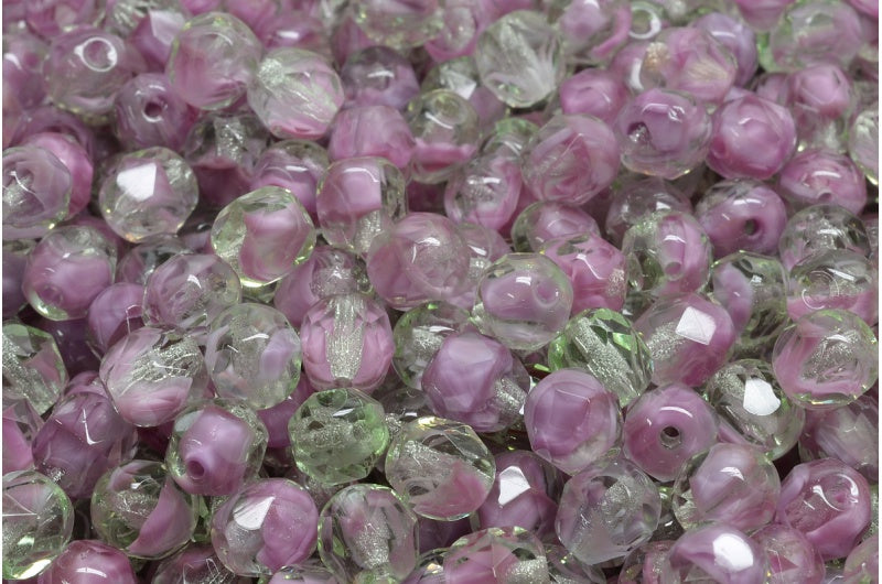 Fire Polish Faceted Round Beads 6mm, Crystal Grn Viol (00030-GRN-VIOL), Glass, Czech Republic