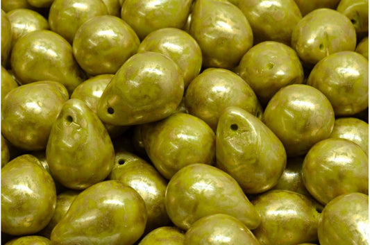 Teardrop Beads, Opaque Green 86720 (53400-86720), Glass, Czech Republic