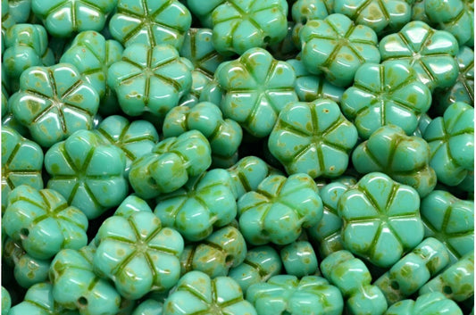 Garland Flower Beads, Turquoise Travertin (63130-86800), Glass, Czech Republic