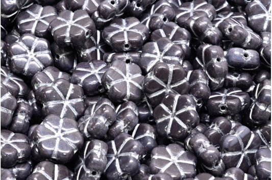 ガーランドフラワービーズ、R2323 シルバーライン（R2323-54301）、ガラス、チェコ共和国