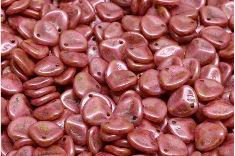 バラの花びらビーズ、ホワイトローズラスタースポット（02010-65327）、ガラス、チェコ共和国