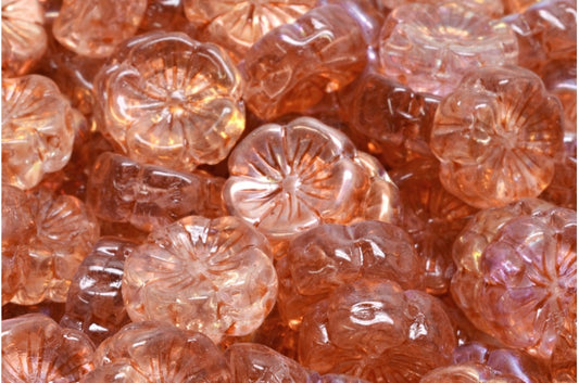 Hawaiian Flower Beads, Crystal Ab 34305 (00030-28701-34305), Glass, Czech Republic