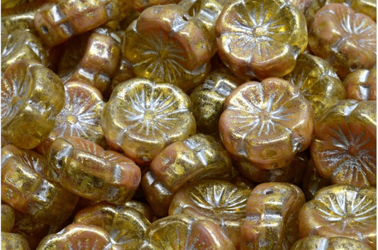 夏威夷花珠，粉红色银衬 34302 (R0742-54301-34302)，玻璃，捷克共和国