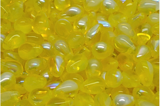 Tropfenperlen, Opalweiß Transparent Gelb Ab (01000-80020-28701), Glas, Tschechische Republik
