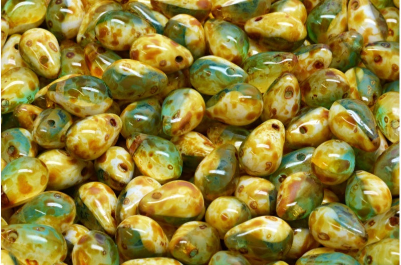 ドロップビーズ、R0162 トラバーチン (R0162-86800)、ガラス、チェコ共和国