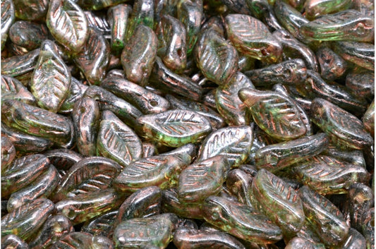Bay Leaf Beads, Transparent Green Emerald 86750 (50720-86750), Glass, Czech Republic