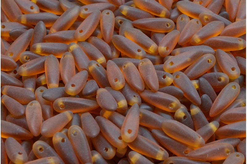 Dagger Beads, Transparent Brown Matte (10110-84100), Glass, Czech Republic