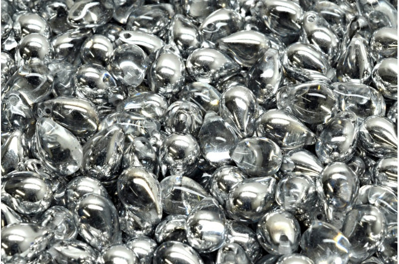 Drop beads, Crystal Crystal Silver Half Coating (00030-27001), Glass, Czech Republic