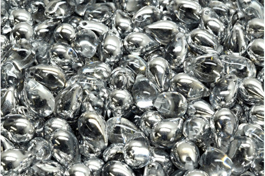 Drop beads, Crystal Crystal Silver Half Coating (00030-27001), Glass, Czech Republic