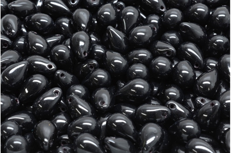 Drop Beads, Black (23980), Glass, Czech Republic