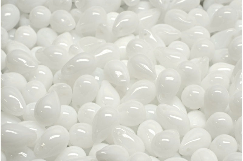 ドロップビーズ、ホワイト（02010）、ガラス、チェコ共和国