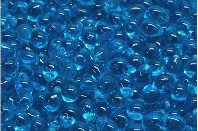 ドロップビーズ、透明アクア（60040）、ガラス、チェコ共和国