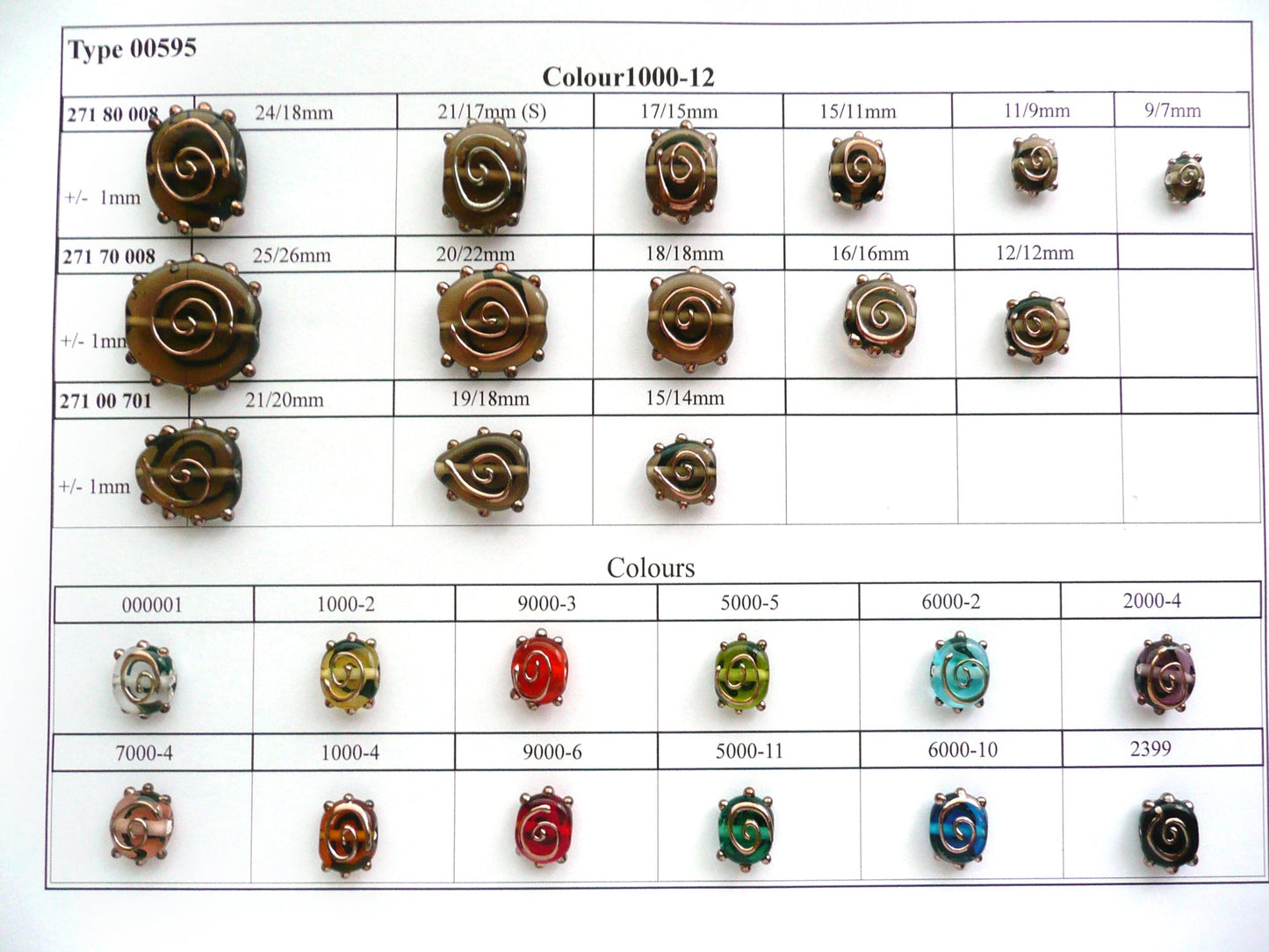 30 Stück Lampwork-Perlen 595 / Flaches Dreieck/Tropfen (271-00-701), handgefertigt, Preciosa-Glas, Tschechische Republik