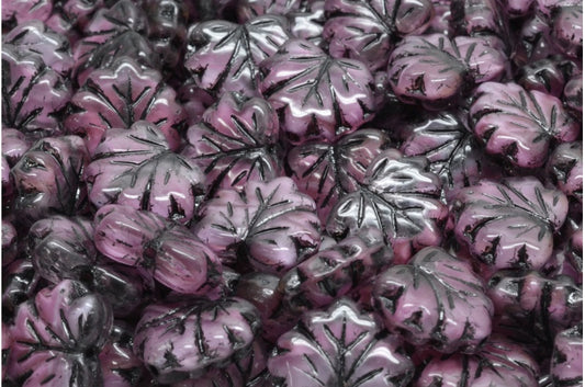 メープルリーフビーズ、クリスタルピンク 46449 (00030-PINK-46449)、ガラス、チェコ共和国