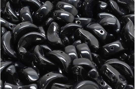 Angel Wing Beads, Black (23980), Glass, Czech Republic