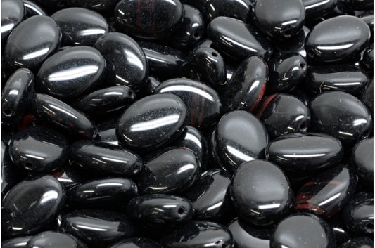Ovale Perlen, schwarze Dvojka (23980-dvojka), Glas, Tschechische Republik