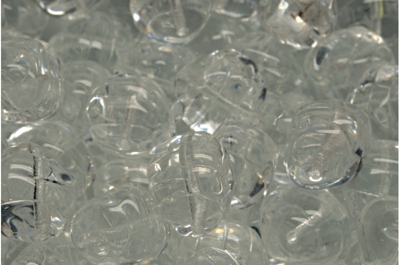 Lined Oval Beads, Crystal (00030), Glass, Czech Republic